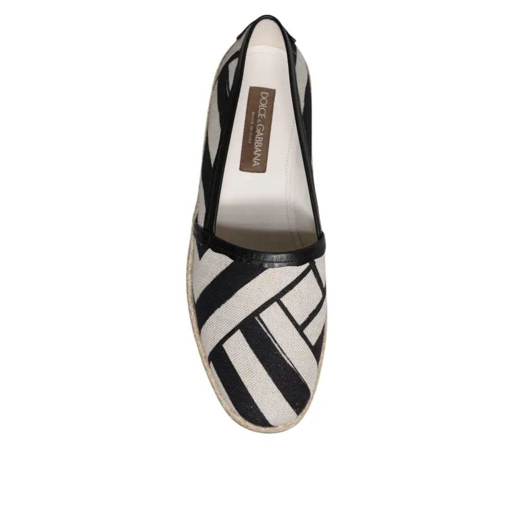 Dolce & Gabbana Schwarz Weiß Streifen Slip On Espadrille Schuhe - EU41/US8