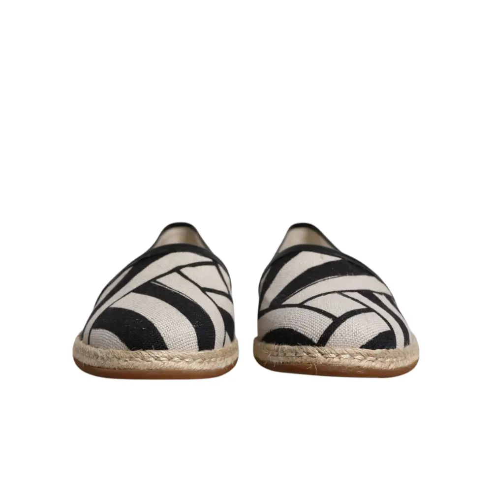 Dolce & Gabbana Schwarz Weiß Streifen Slip On Espadrille Schuhe - EU41/US8