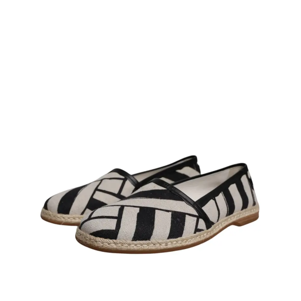 Dolce & Gabbana Schwarz Weiß Streifen Slip On Espadrille Schuhe - EU41/US8