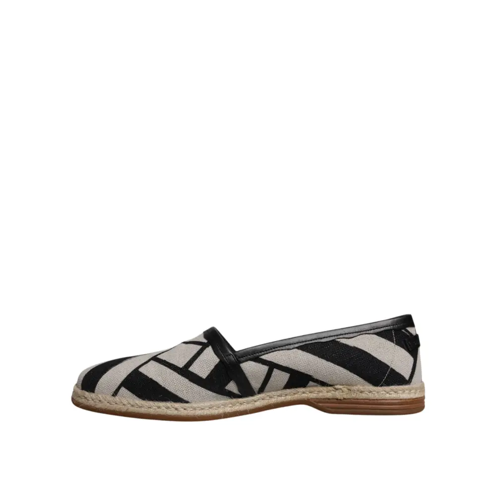 Dolce & Gabbana Schwarz Weiß Streifen Slip On Espadrille Schuhe - EU41/US8