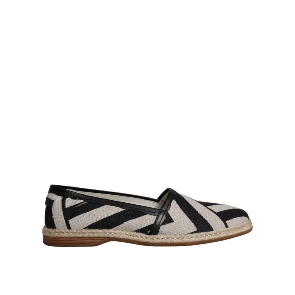 Dolce & Gabbana Schwarz Weiß Streifen Slip On Espadrille Schuhe - EU41.5/US8.5
