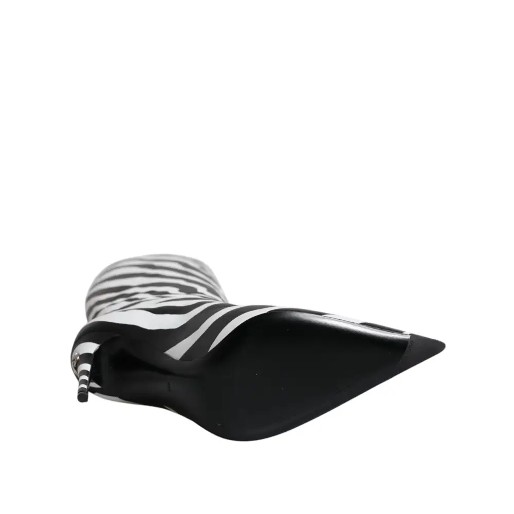 Dolce & Gabbana Schwarz Weiß Zebra Absätze Hohe Stiefel Schuhe - EU35/US4.5
