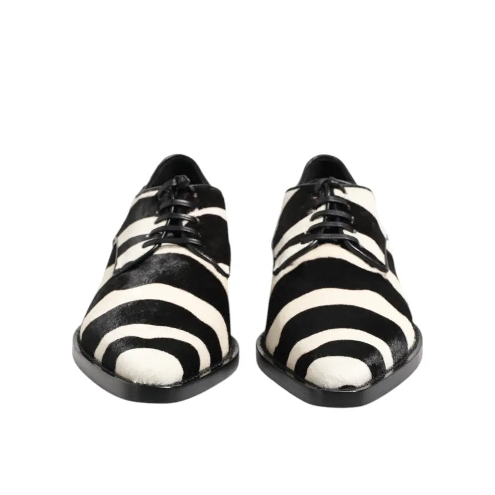 Dolce & Gabbana Schwarz Weiß Zebra Pony Fell Kleid Schuhe