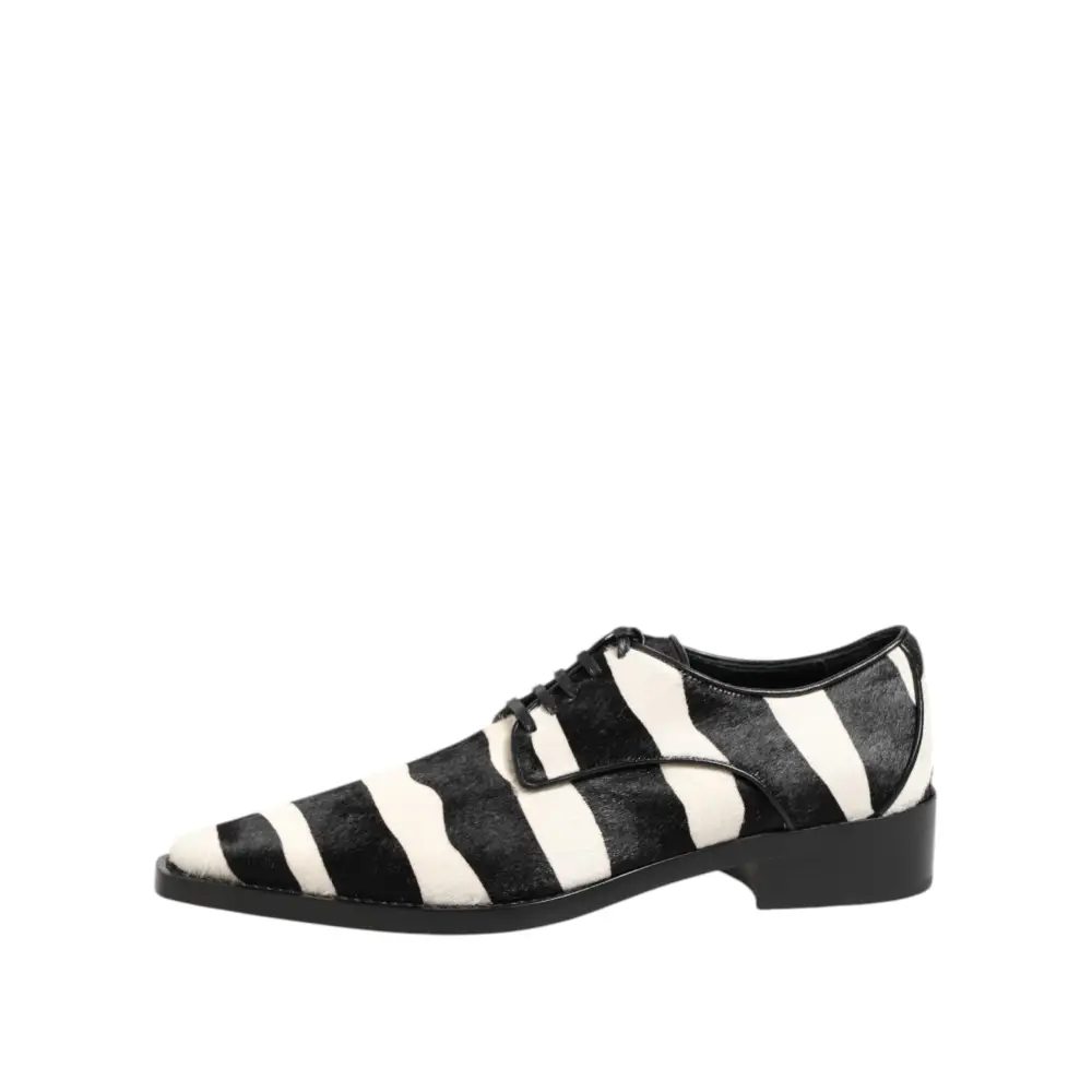 Dolce & Gabbana Schwarz Weiß Zebra Pony Fell Kleid Schuhe