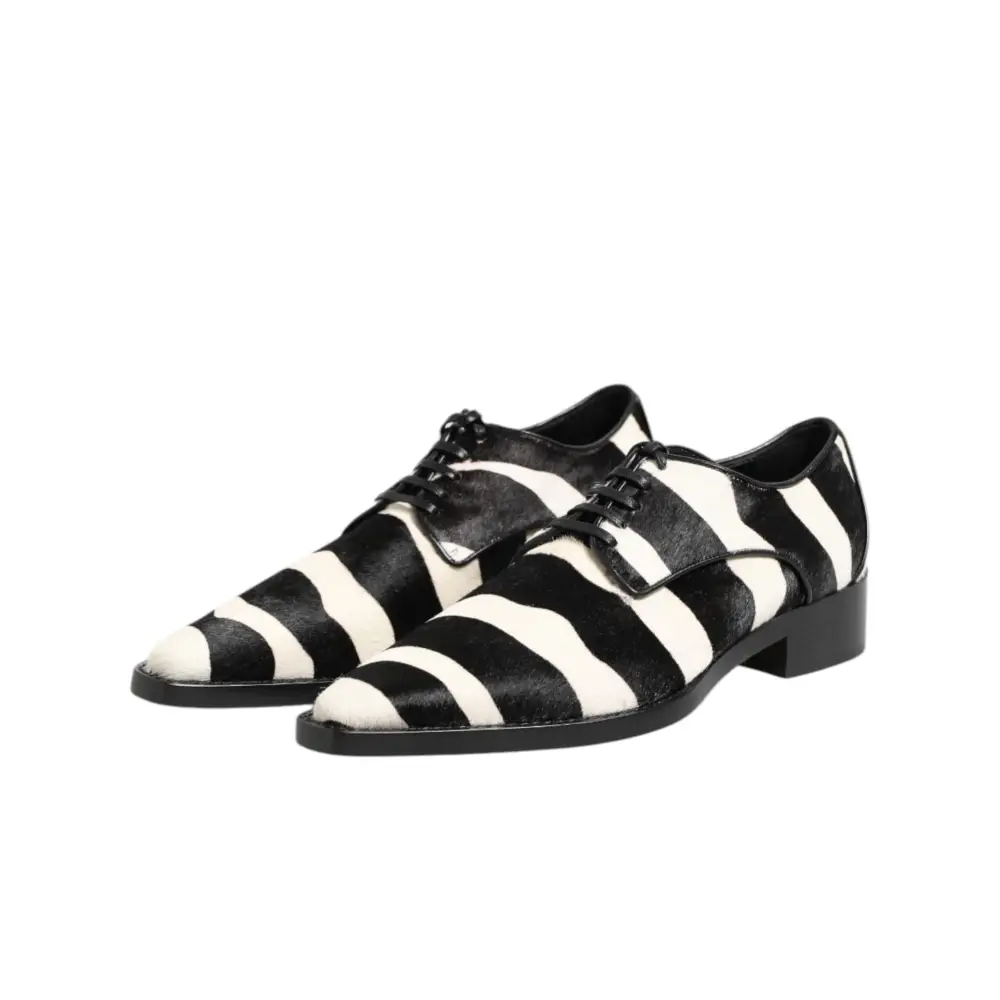Dolce & Gabbana Schwarz Weiß Zebra Pony Fell Kleid Schuhe
