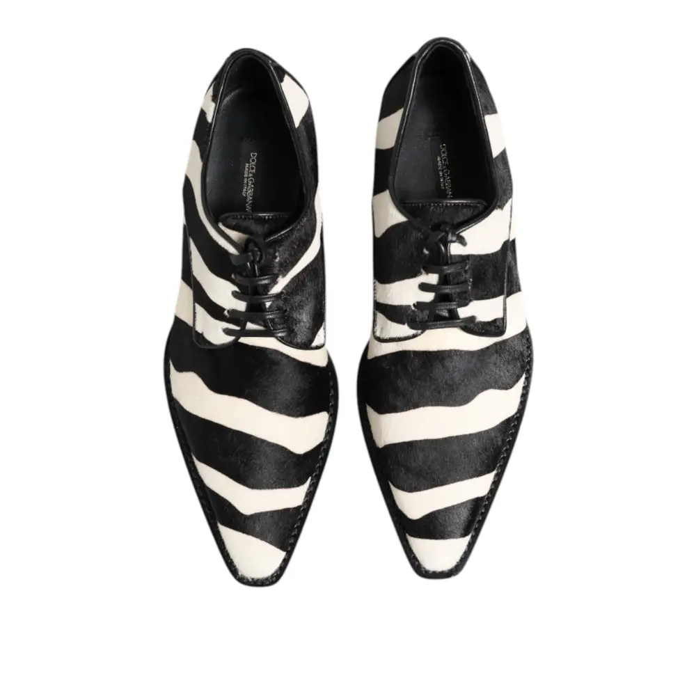 Dolce & Gabbana Schwarz Weiß Zebra Pony Fell Kleid Schuhe