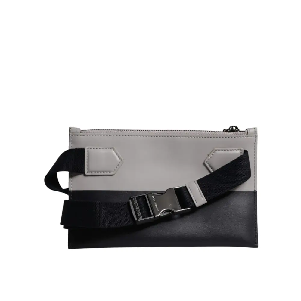 Dolce & Gabbana Schwarz-weißes Leder mit Logo-Prägung Crossbody Bag