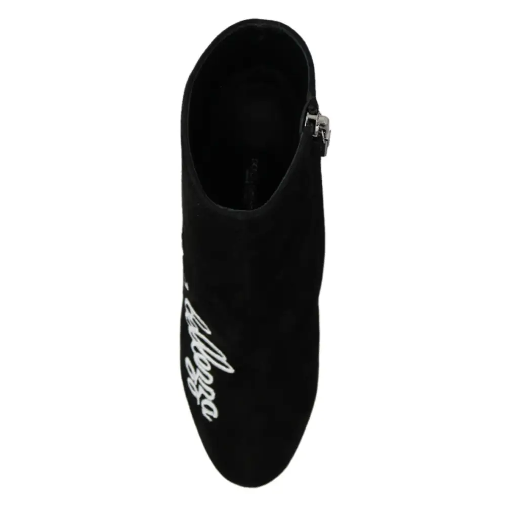 Dolce & Gabbana Schwarz Wildleder L’Amore E’Bellezza Stiefel Schuhe - EU35/US4.5