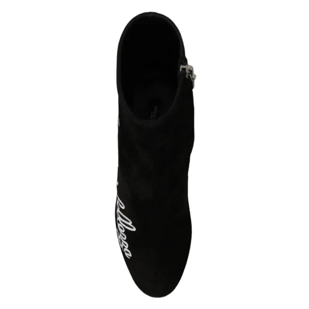Dolce & Gabbana Schwarz Wildleder L’Amore E’Bellezza Stiefel Schuhe - EU35/US4.5