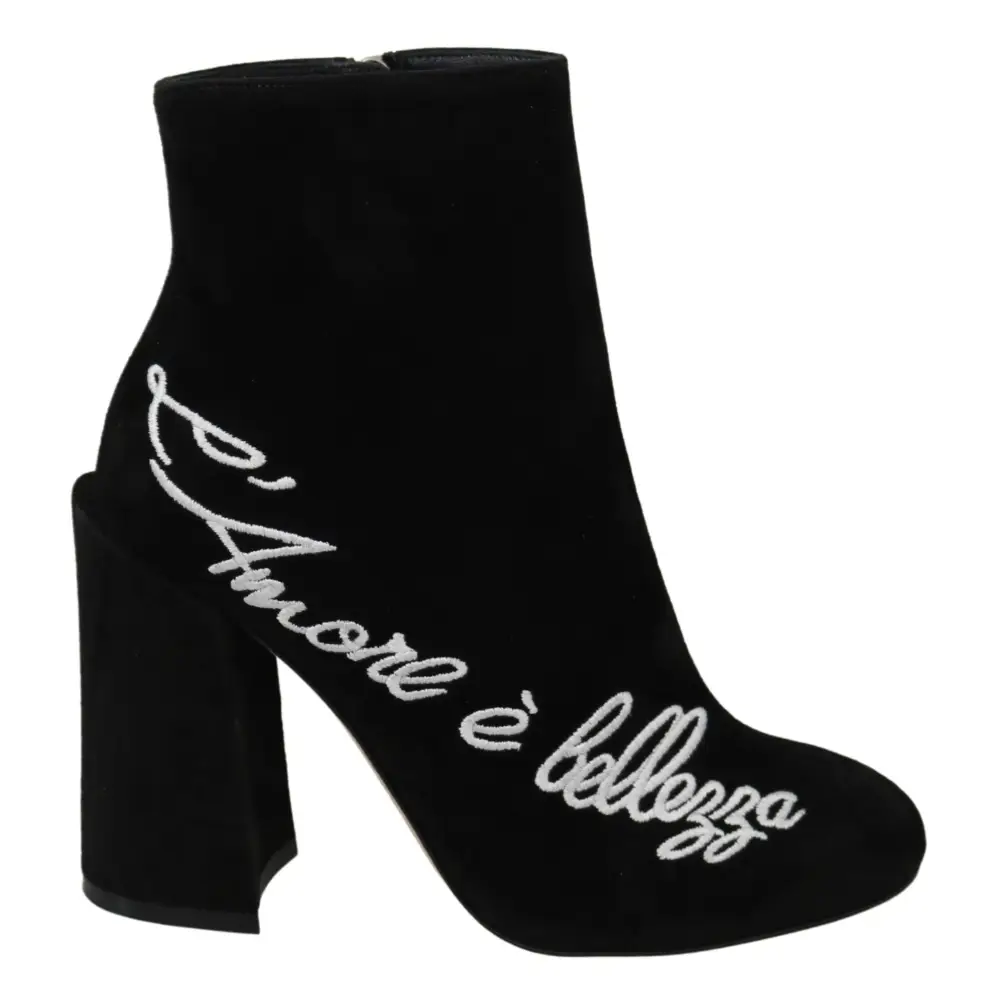 Dolce & Gabbana Schwarz Wildleder L’Amore E’Bellezza Stiefel Schuhe - EU35/US4.5