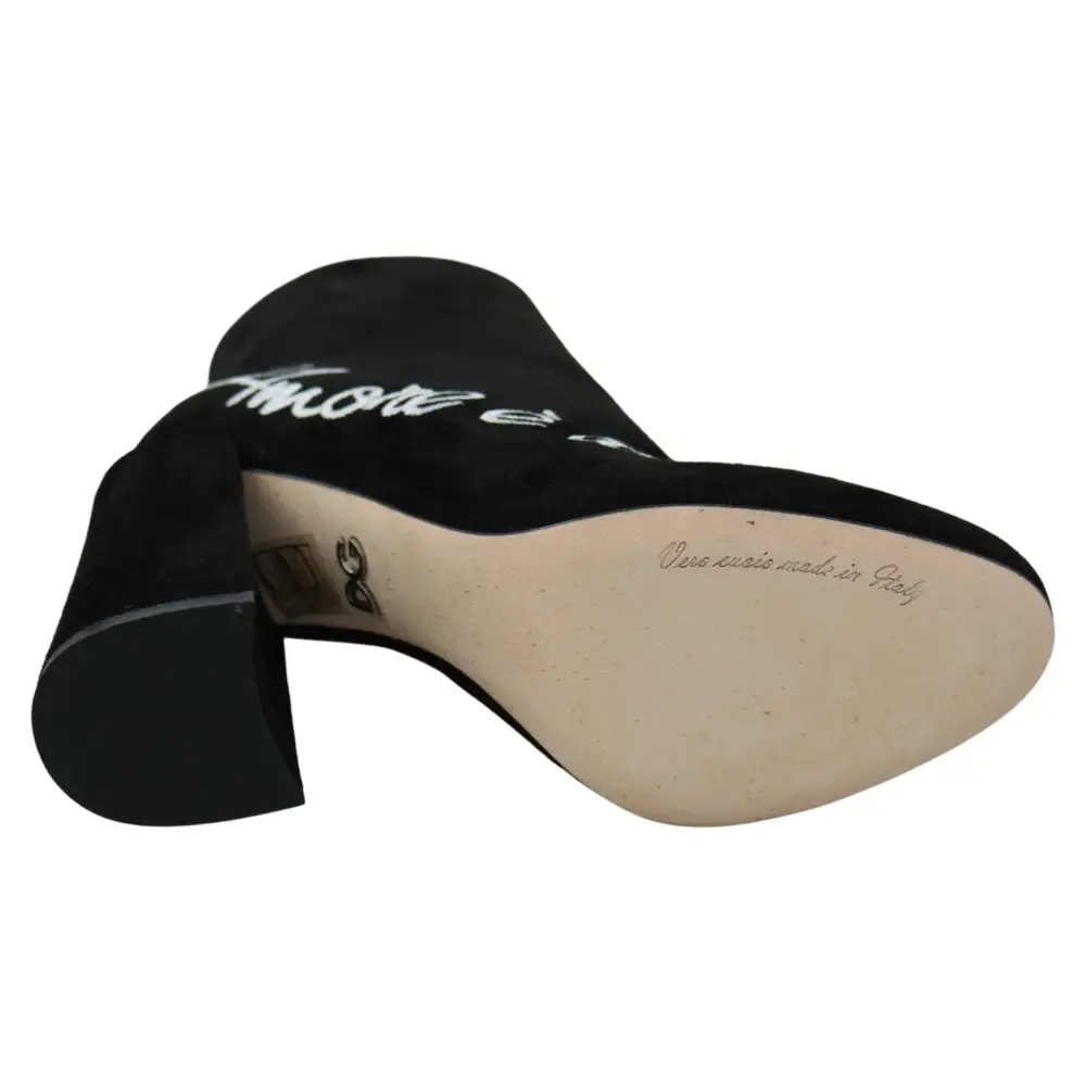Dolce & Gabbana Schwarz Wildleder L’Amore E’Bellezza Stiefel Schuhe - EU35/US4.5