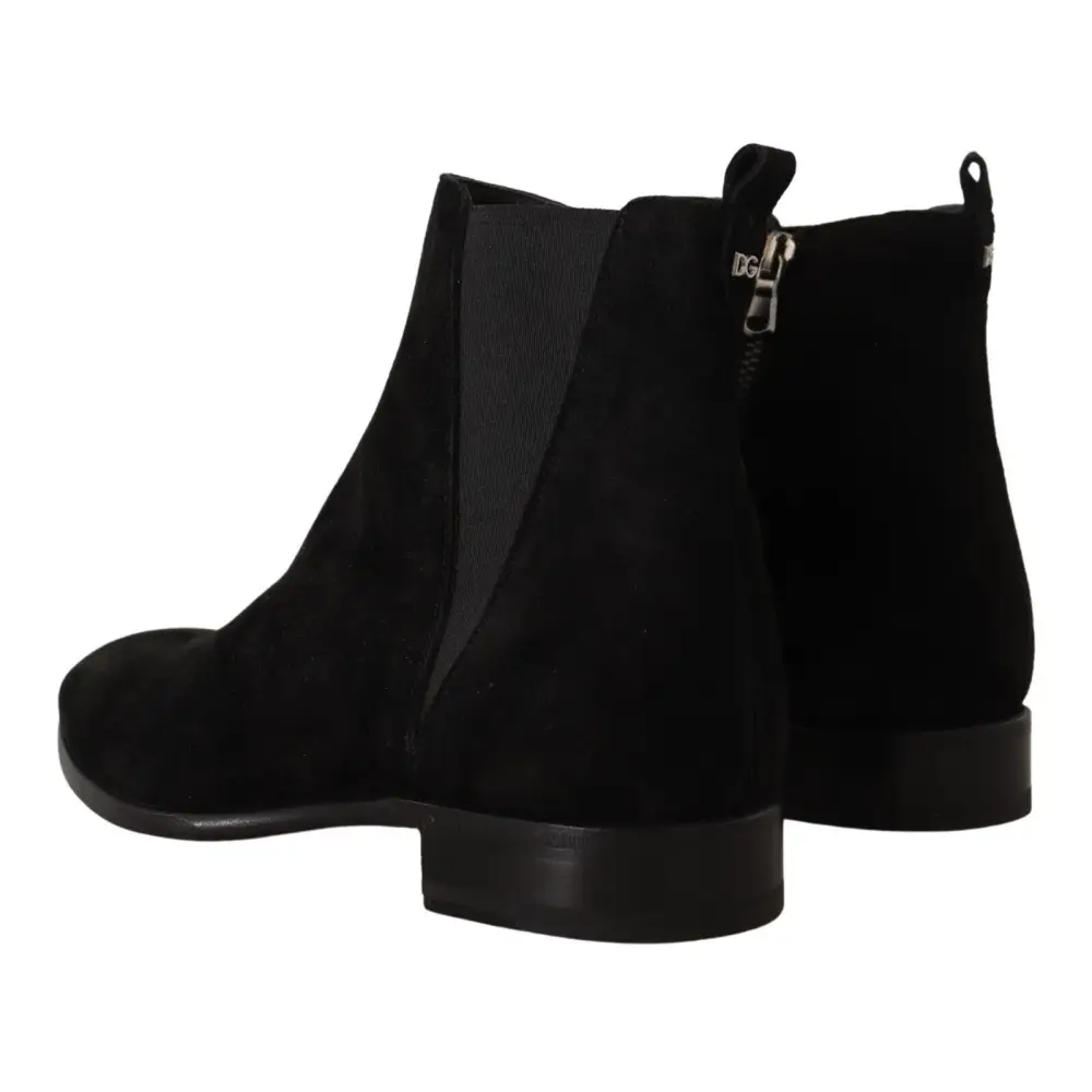 Dolce & Gabbana Schwarz Wildleder Leder Chelsea Herren Stiefel Schuhe