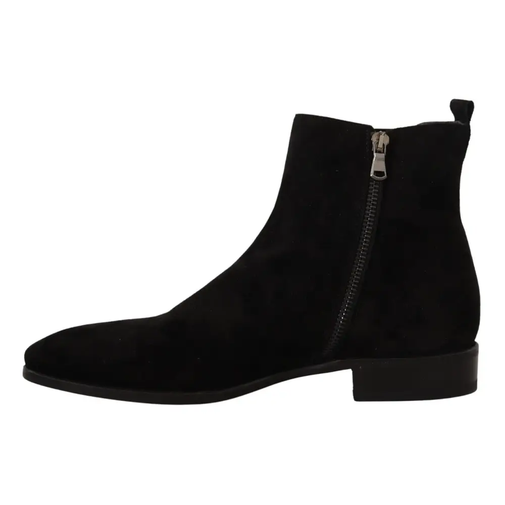 Dolce & Gabbana Schwarz Wildleder Leder Chelsea Herren Stiefel Schuhe