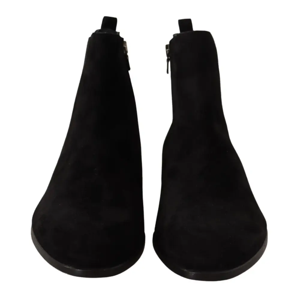 Dolce & Gabbana Schwarz Wildleder Leder Chelsea Herren Stiefel Schuhe