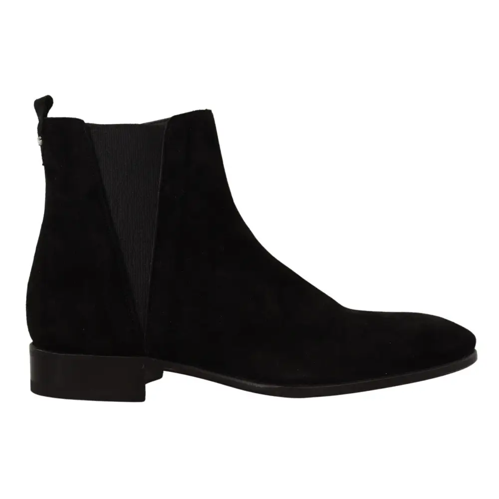 Dolce & Gabbana Schwarz Wildleder Leder Chelsea Herren Stiefel Schuhe