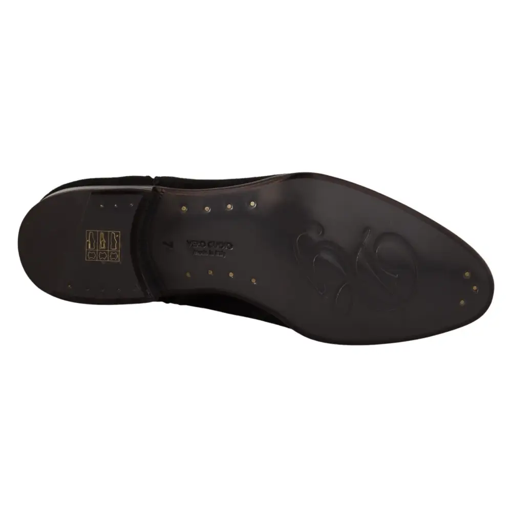 Dolce & Gabbana Schwarz Wildleder Leder Chelsea Herren Stiefel Schuhe