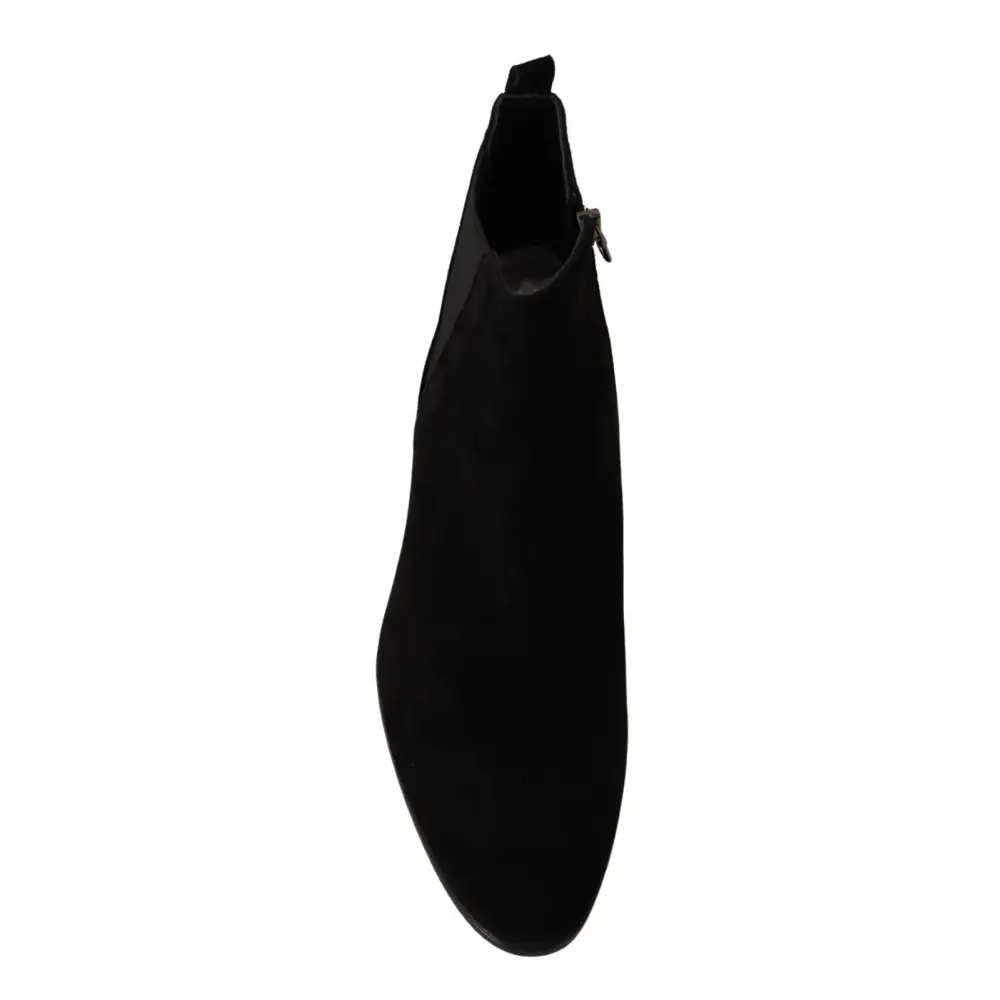 Dolce & Gabbana Schwarz Wildleder Leder Chelsea Herren Stiefel Schuhe