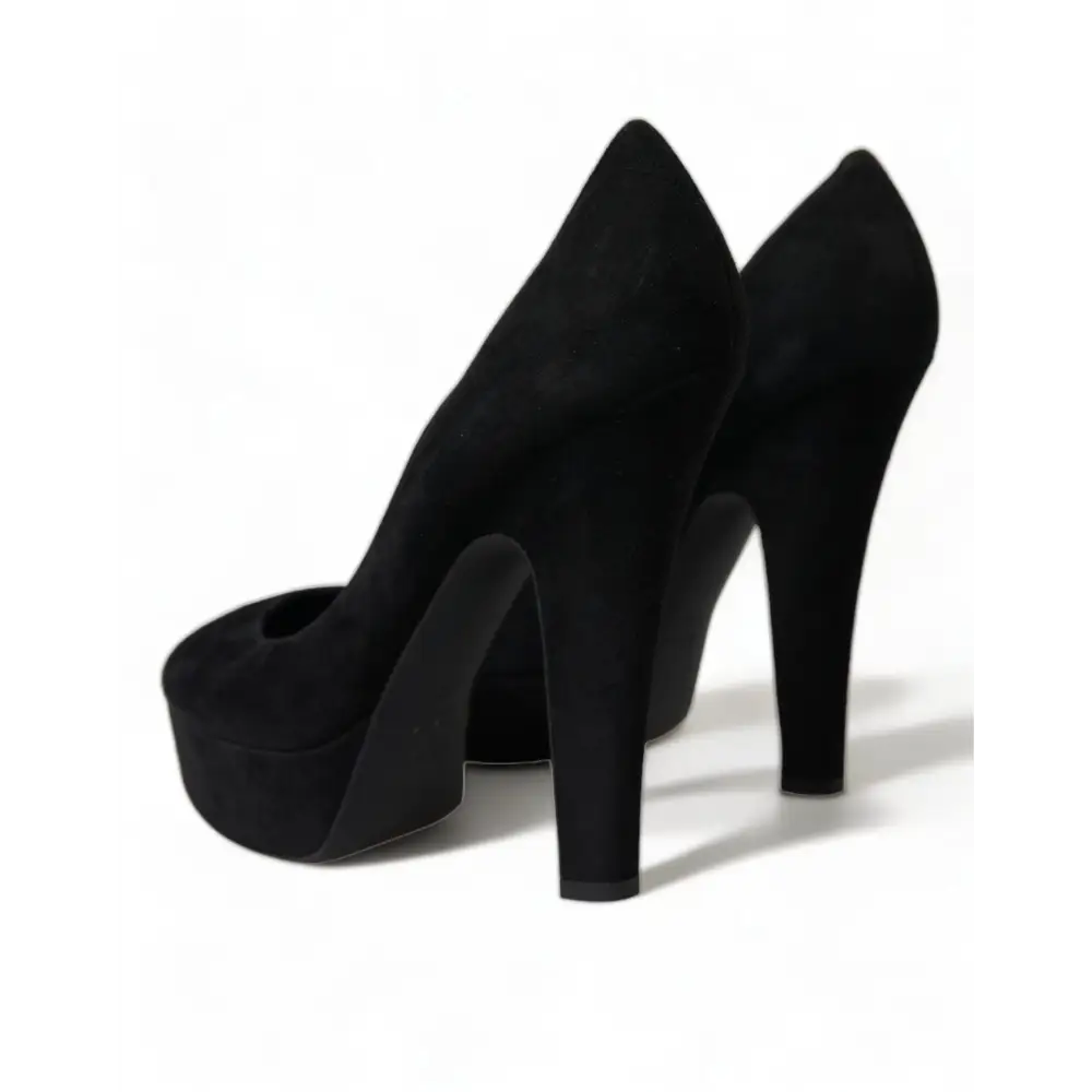 Dolce & Gabbana Schwarz Wildleder Leder Plateauabsatz Pumps Schuhe - EU40/US9.5
