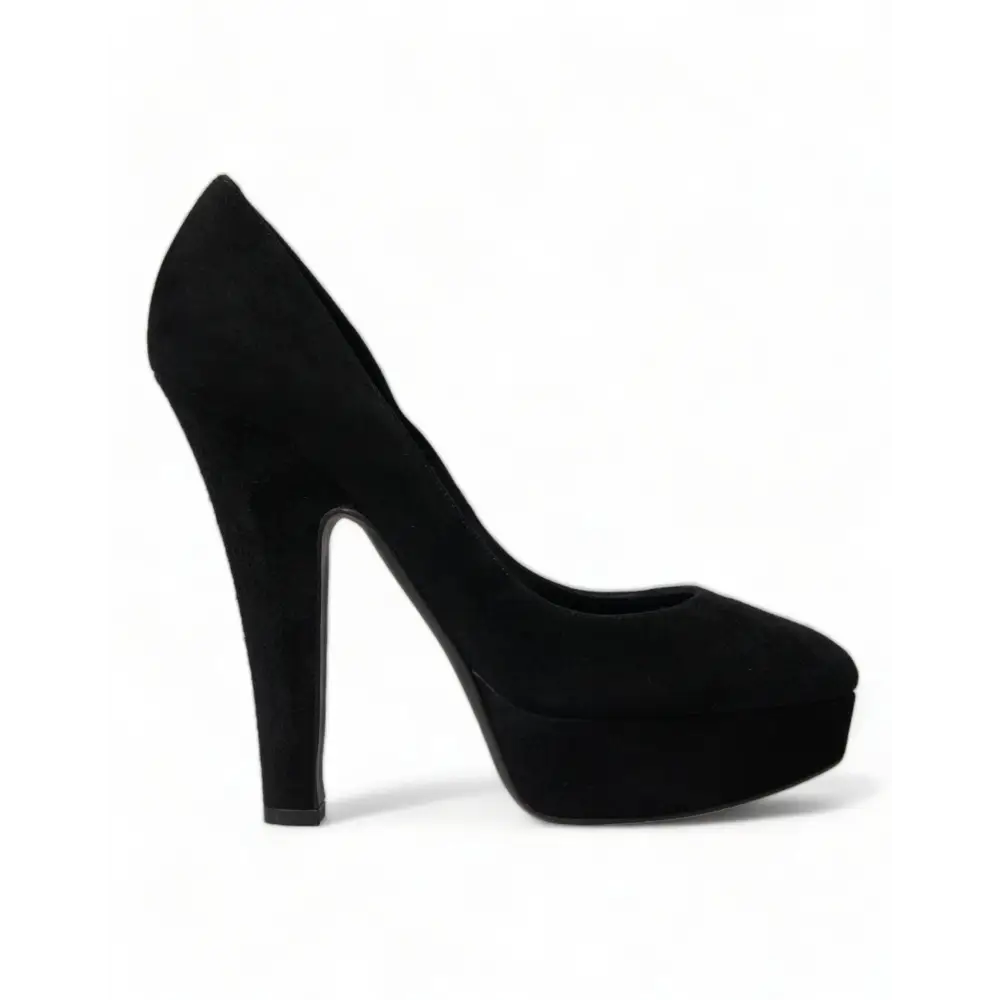 Dolce & Gabbana Schwarz Wildleder Leder Plateauabsatz Pumps Schuhe - EU40/US9.5