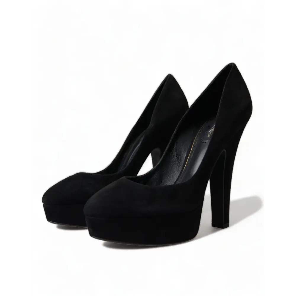 Dolce & Gabbana Schwarz Wildleder Leder Plateauabsatz Pumps Schuhe - EU40/US9.5