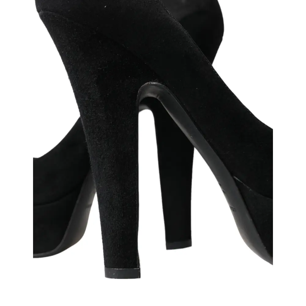 Dolce & Gabbana Schwarz Wildleder Leder Plateauabsatz Pumps Schuhe - EU40/US9.5