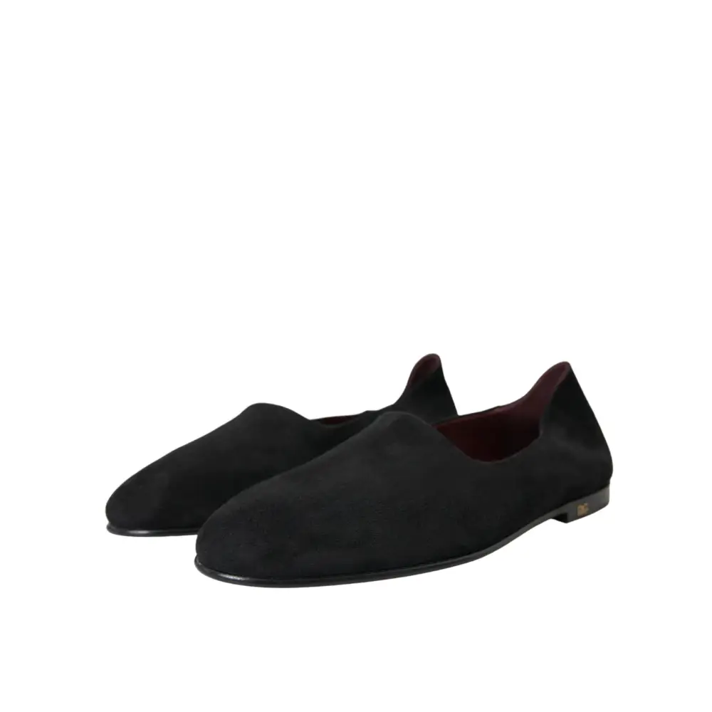 Dolce & Gabbana Schwarz Wildleder Loafers Formal Kleid Slip On Schuhe