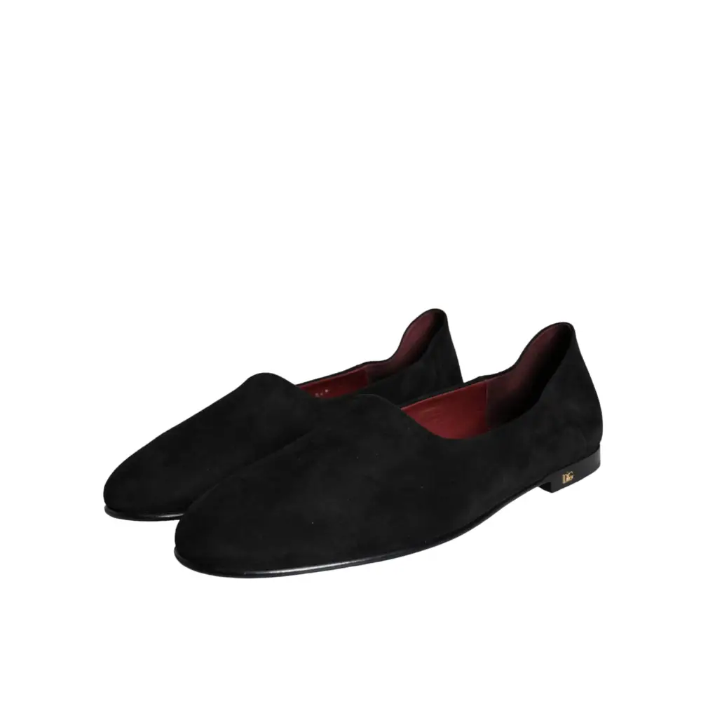 Dolce & Gabbana Schwarz Wildleder Loafers Formal Slip On Schuhe