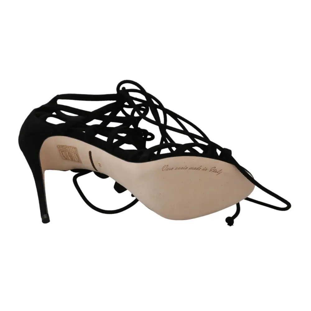 Dolce & Gabbana Schwarz Wildleder Riemen Stilettos Schuhe Sandalen - EU36/US5.5