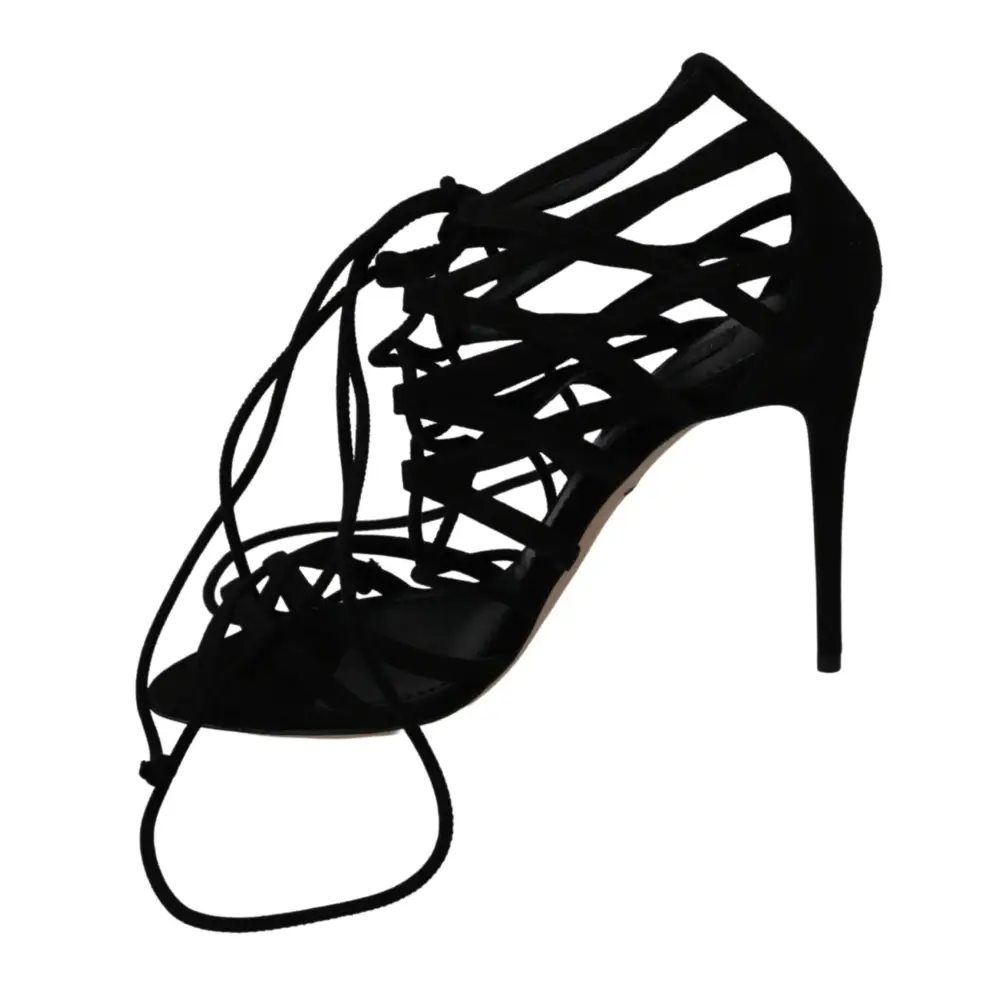 Dolce & Gabbana Schwarz Wildleder Riemen Stilettos Schuhe Sandalen - EU36/US5.5