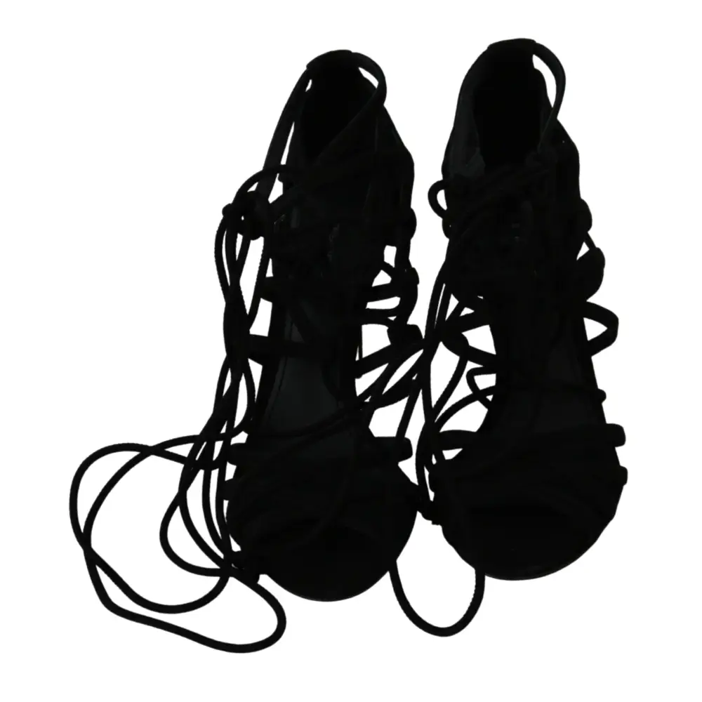 Dolce & Gabbana Schwarz Wildleder Riemen Stilettos Schuhe Sandalen - EU36/US5.5