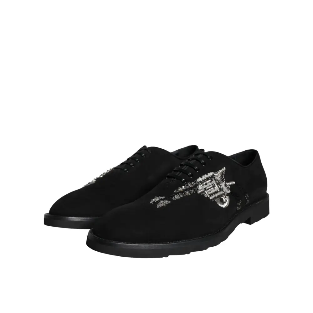 Dolce & Gabbana Schwarz Wildleder Sicilia Schnürschuhe Formal Schuhe - EU41.5/US8.5