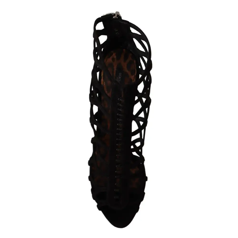 Dolce & Gabbana Schwarz Wildleder Stiletto Heels Bette Sandalen Schuhe - EU41/US10.5