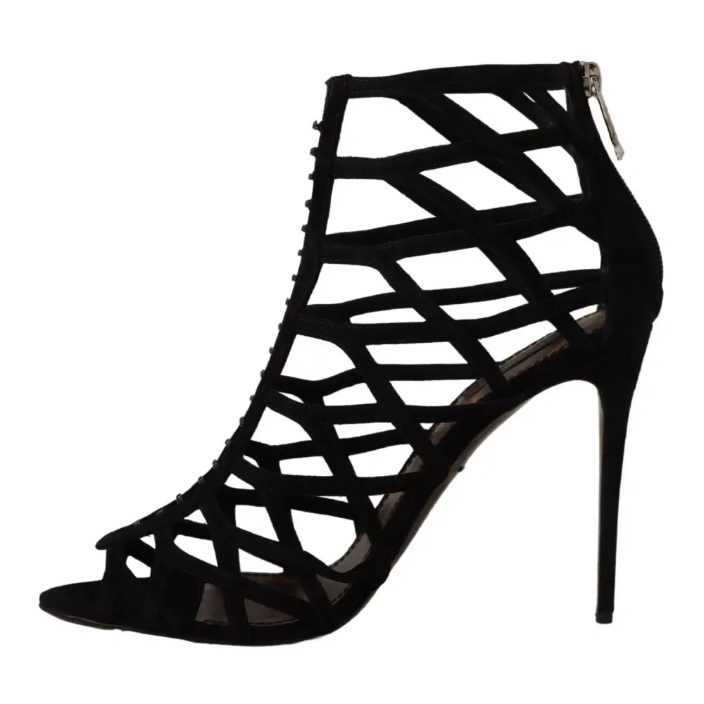 Dolce & Gabbana Schwarz Wildleder Stiletto Heels Bette Sandalen Schuhe - EU41/US10.5