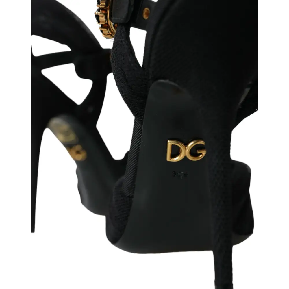Dolce & Gabbana Schwarz Wildleder verschönert Heels Sandalen Schuhe