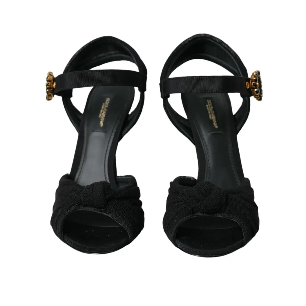 Dolce & Gabbana Schwarz Wildleder verschönert Heels Sandalen Schuhe