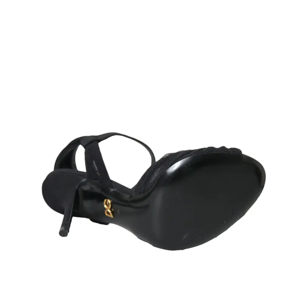 Dolce & Gabbana Schwarz Wildleder verschönert Heels Sandalen Schuhe