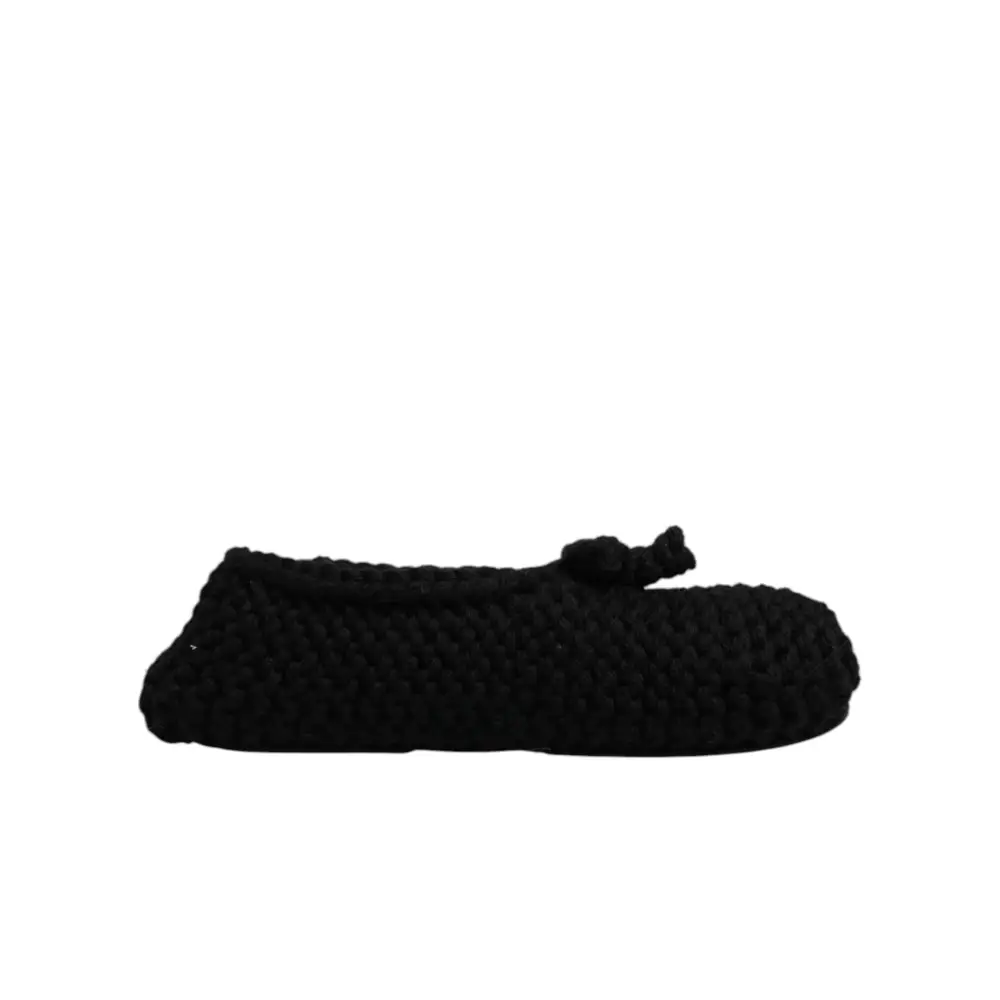 Dolce & Gabbana Schwarz Wolle Slip On Flats Ballerina Schuhe