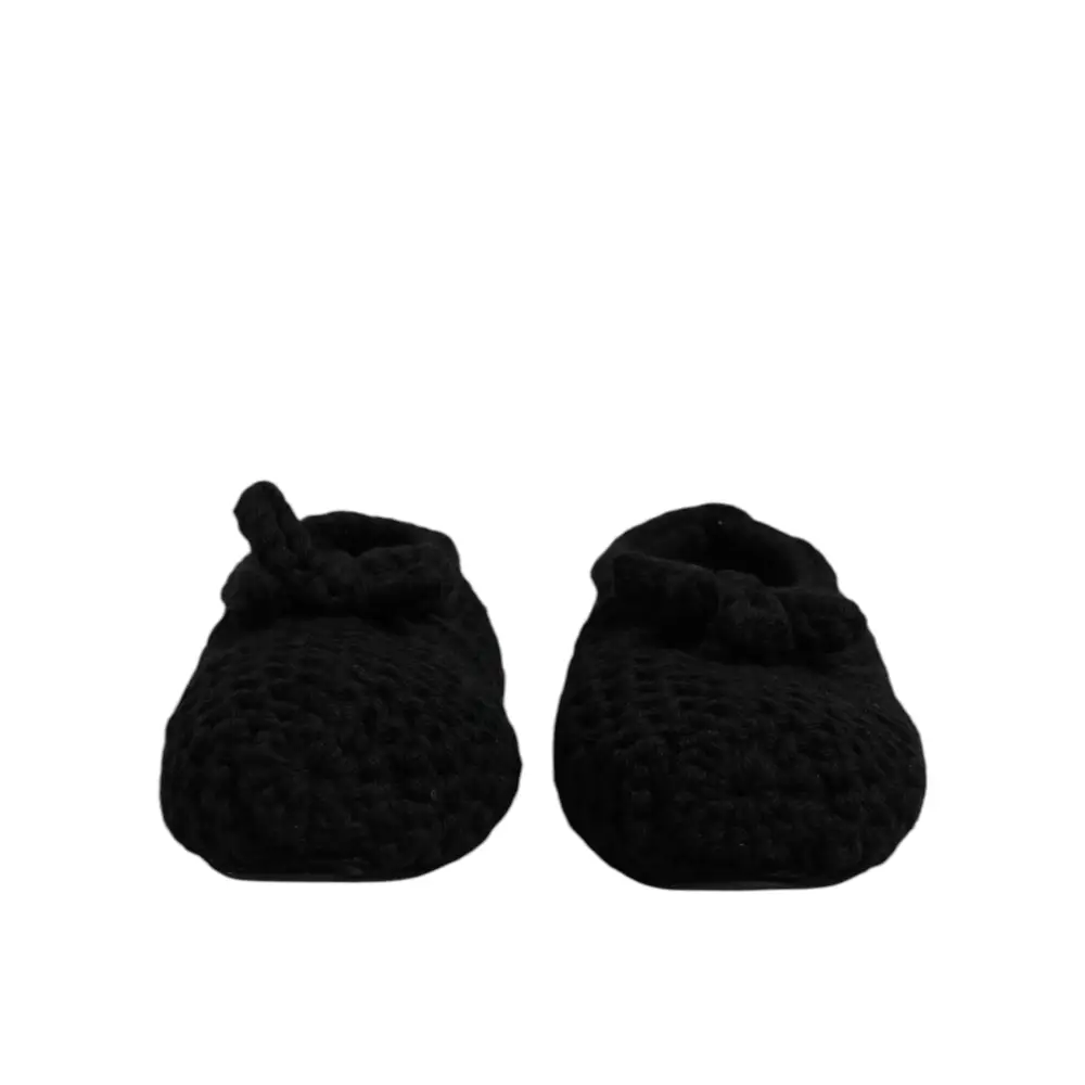 Dolce & Gabbana Schwarz Wolle Slip On Flats Ballerina Schuhe