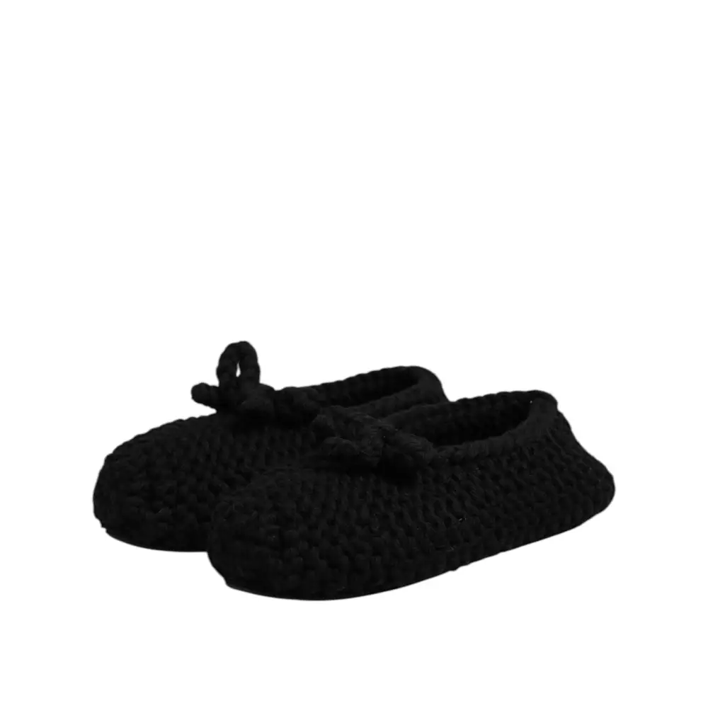 Dolce & Gabbana Schwarz Wolle Slip On Flats Ballerina Schuhe