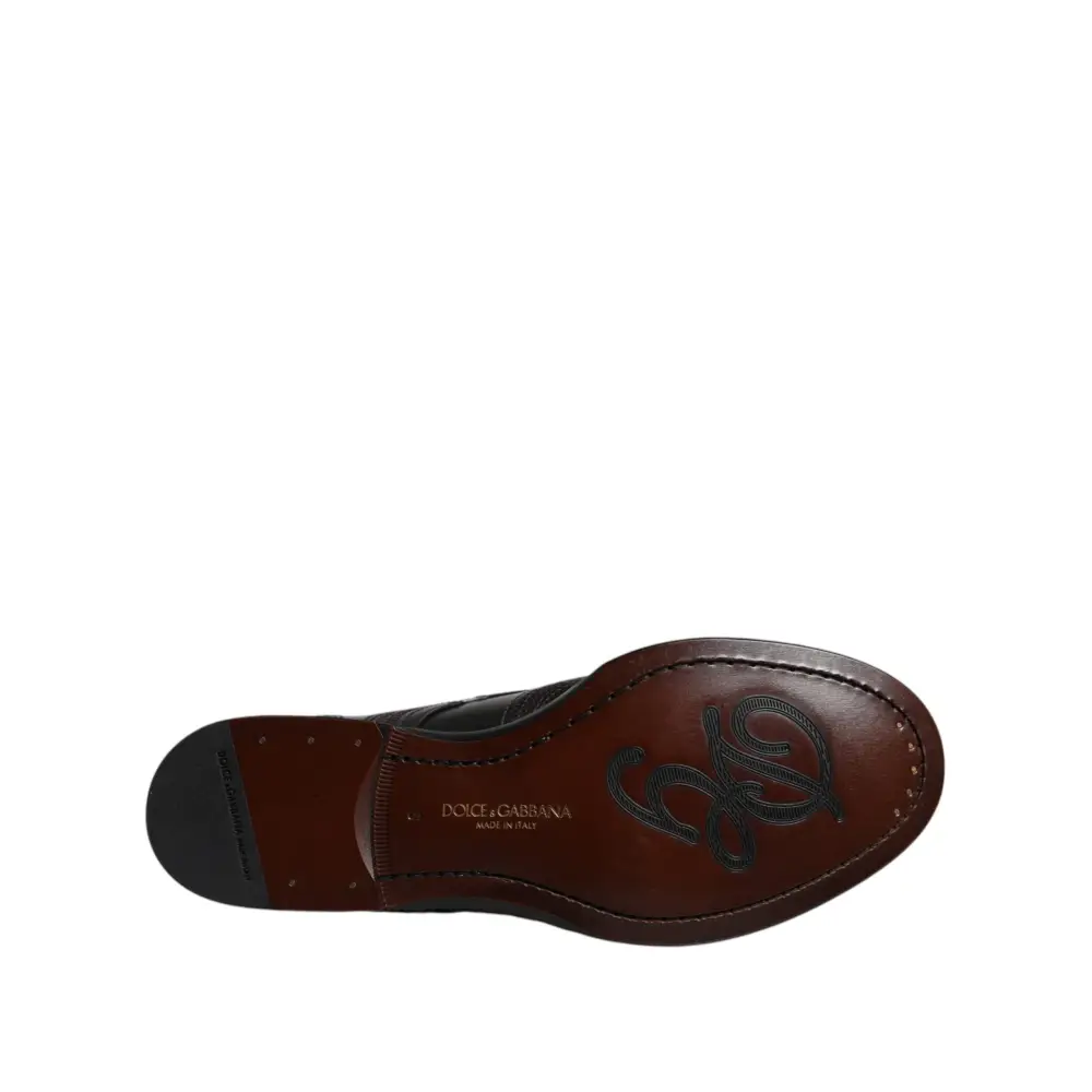 Dolce & Gabbana Schwarze bestickte klassische Derby-Schuhe aus Leder - EU40/US7