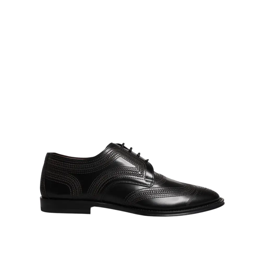 Dolce & Gabbana Schwarze bestickte klassische Derby-Schuhe aus Leder - EU41/US8