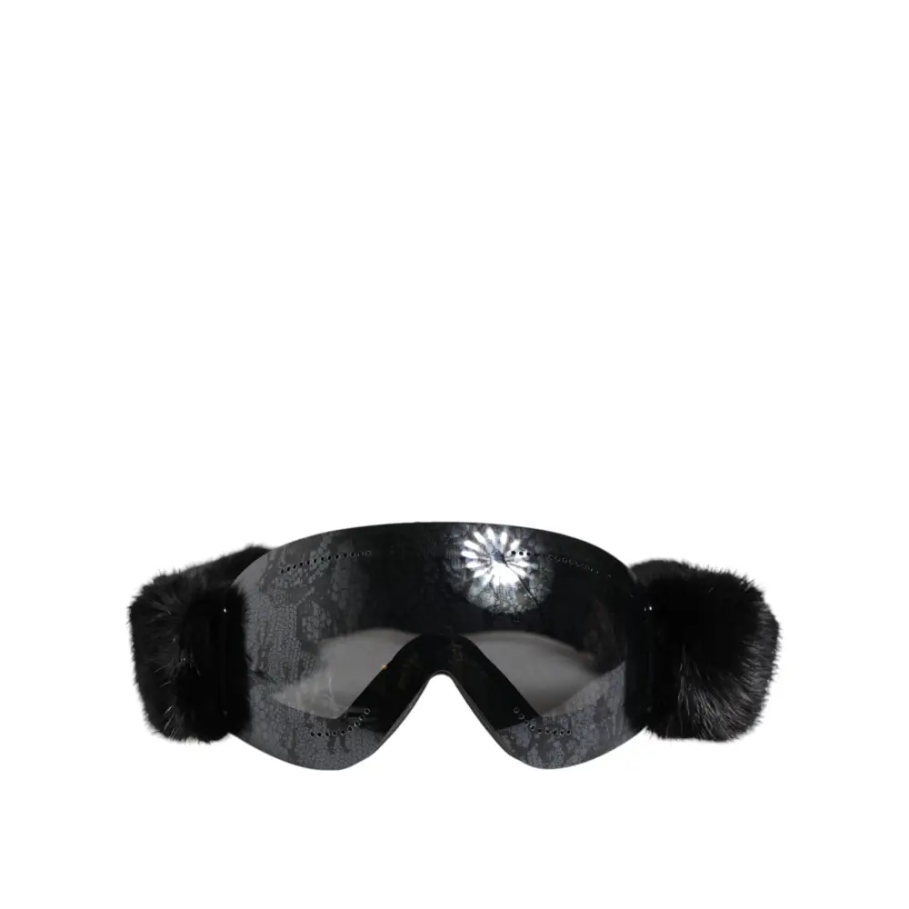 Dolce & Gabbana Schwarze Bi0759 Spitze verspiegelte Skibrille Maske Sonnenbrille