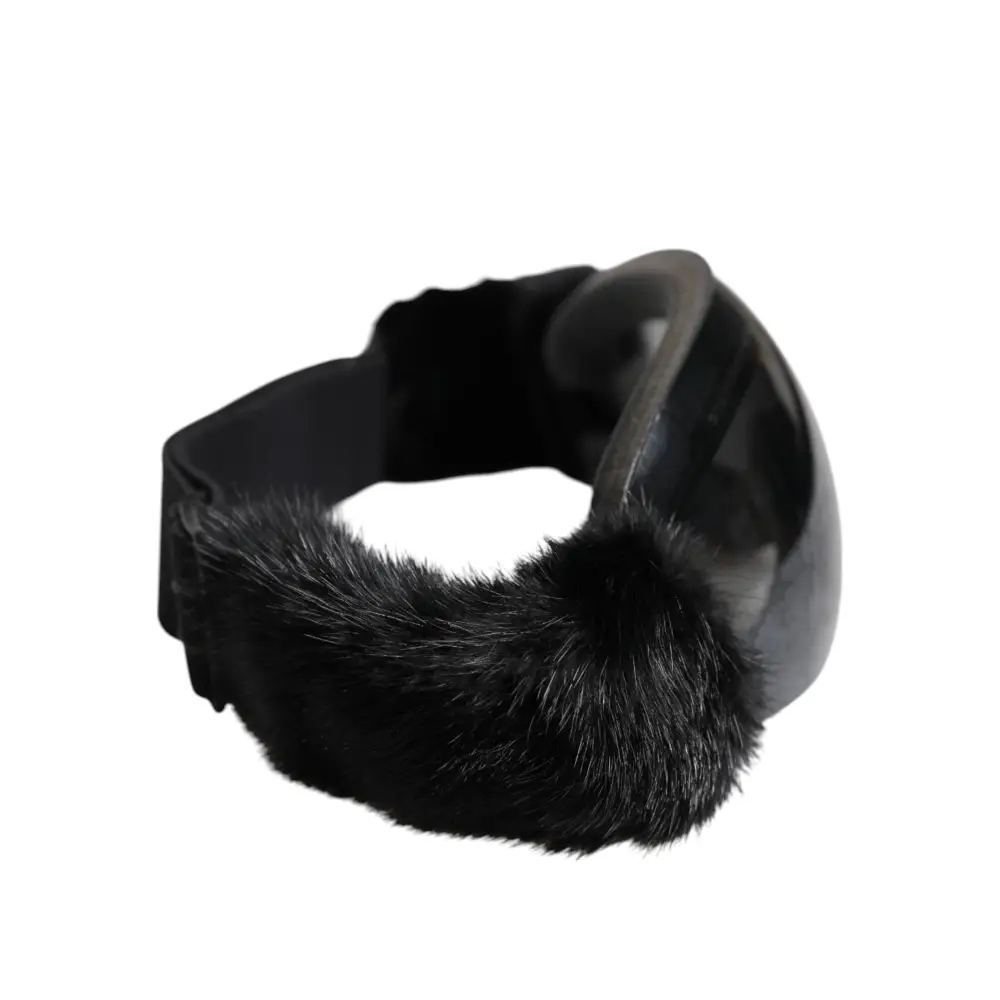 Dolce & Gabbana Schwarze Bi0759 Spitze verspiegelte Skibrille Maske Sonnenbrille