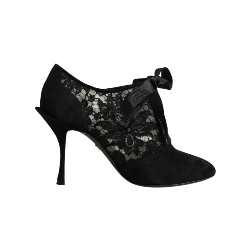 Dolce & Gabbana Schwarze Blumen-High-Heels mit Schnürung Pumps