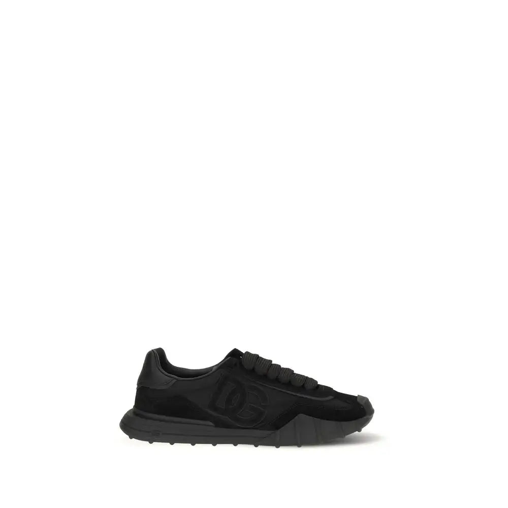 Dolce & Gabbana Schwarze Bos Taurus Kalbsleder Sneaker