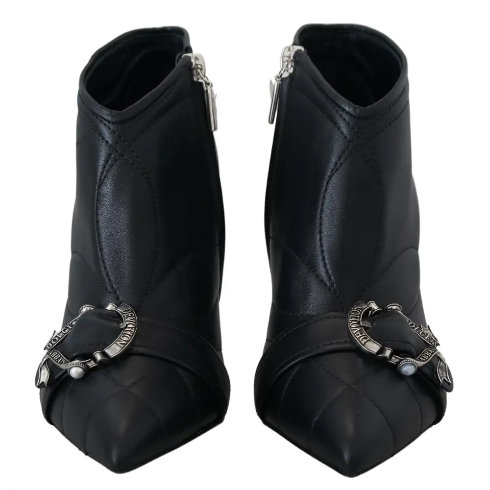 Dolce & Gabbana Schwarze Devotion Gesteppte Knöchelstiefel mit Schnalle Schuhe - EU39/US8.5