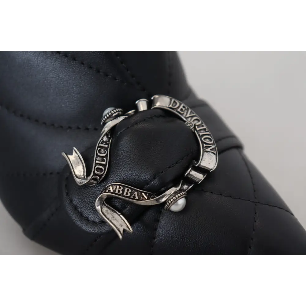 Dolce & Gabbana Schwarze Devotion Gesteppte Knöchelstiefel mit Schnalle Schuhe - EU39/US8.5