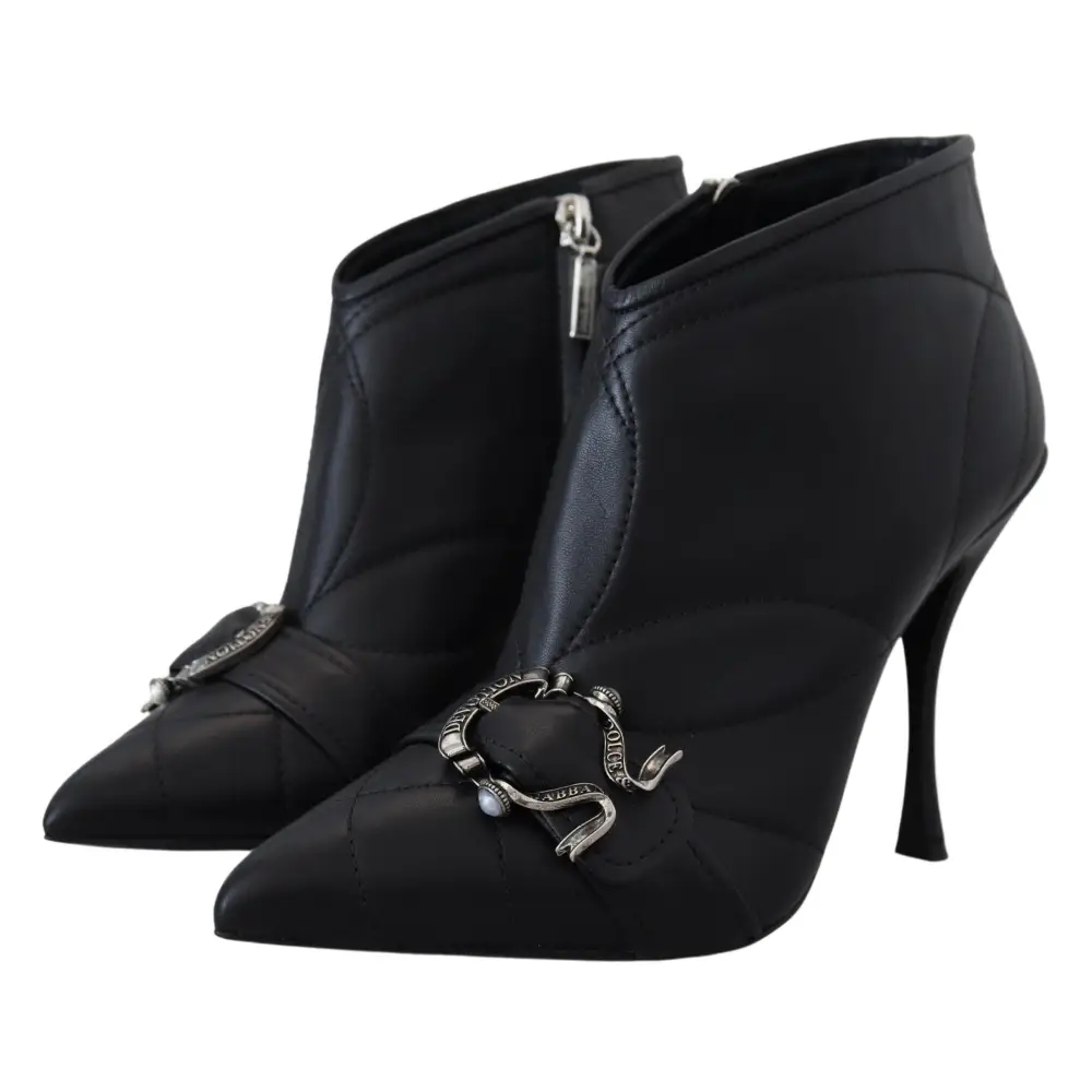 Dolce & Gabbana Schwarze Devotion Gesteppte Knöchelstiefel mit Schnalle Schuhe - EU39/US8.5