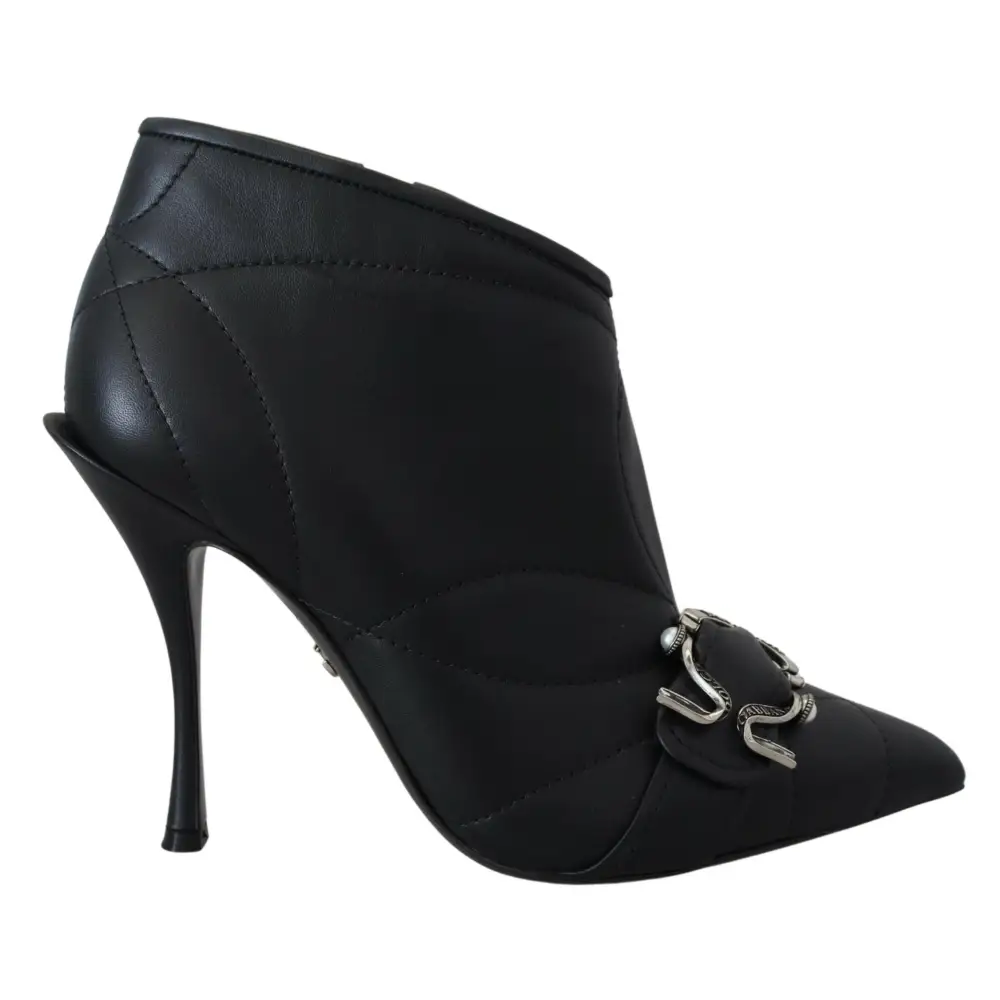 Dolce & Gabbana Schwarze Devotion Gesteppte Knöchelstiefel mit Schnalle Schuhe - EU39/US8.5