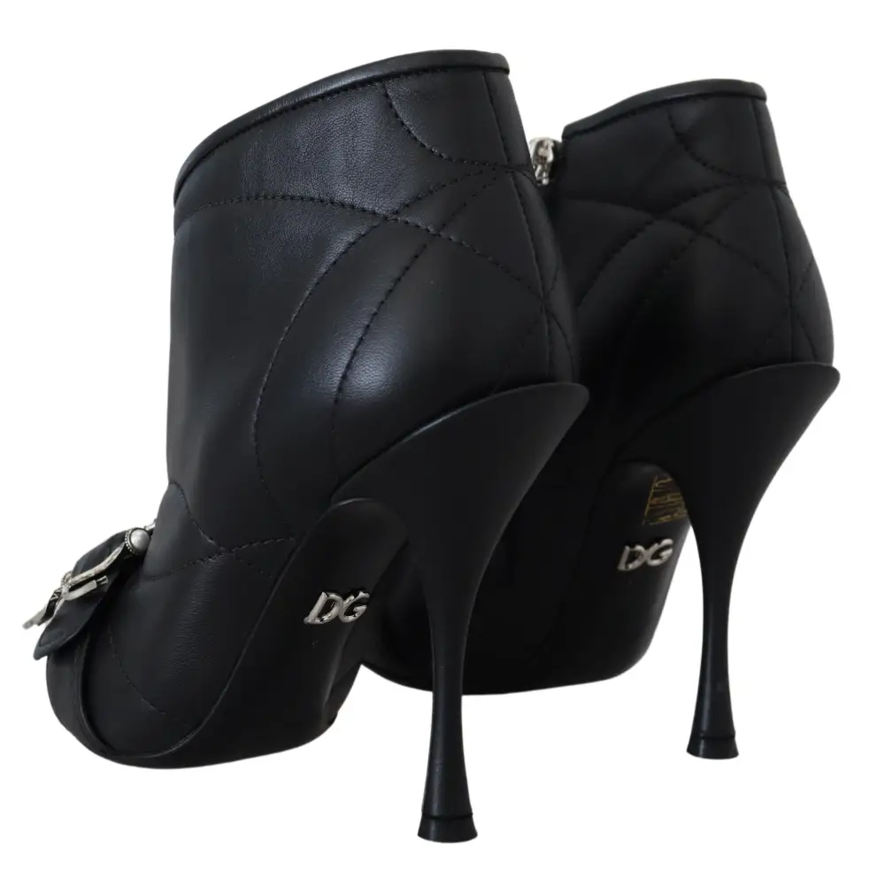 Dolce & Gabbana Schwarze Devotion Gesteppte Knöchelstiefel mit Schnalle Schuhe - EU39/US8.5